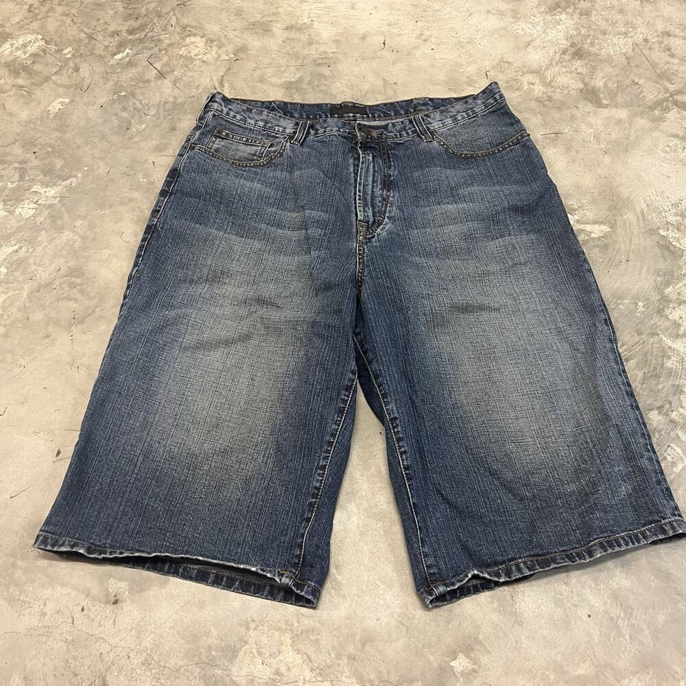 Sean John Hip Hop Baggy Jean Shorts 38x14 Dark Wash Jorts Wide Leg Skate Y2K 90s